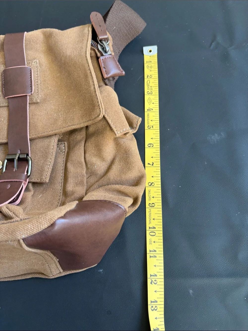 Collectif London Canvas Messenger Bag Brown Faux Leather Trim Satchel Laptop Bag